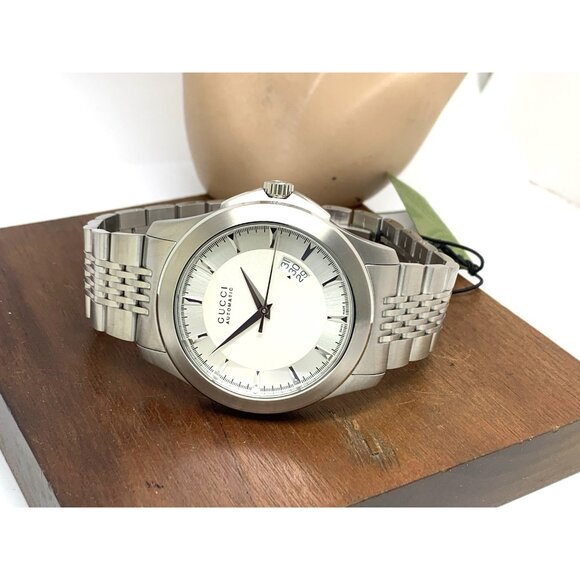 Gucci Men's Watch YA126209 G-Timeless Swiss Automatic Silver Steel 44mm - Picture 8 of 14